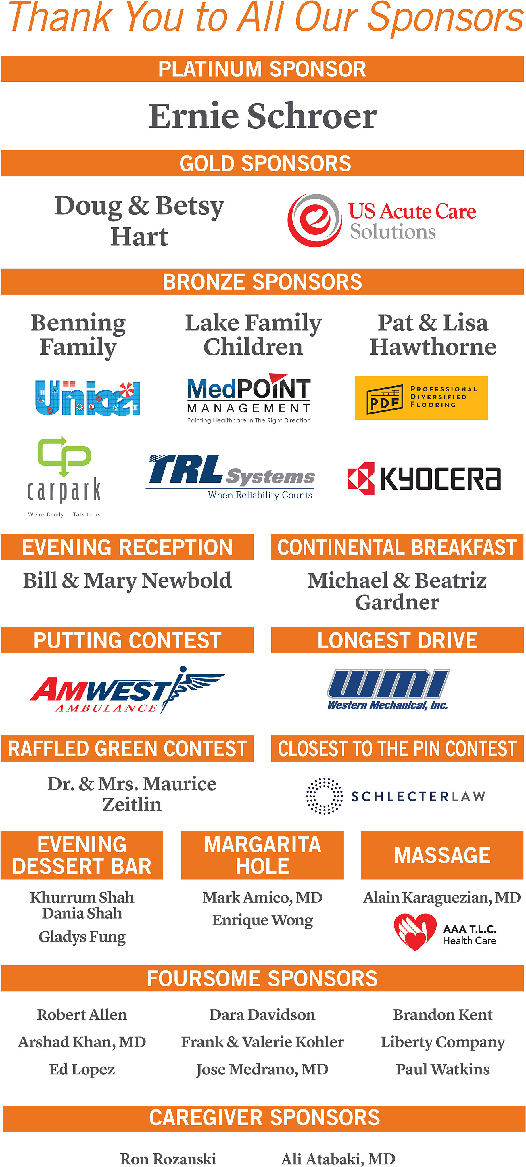 Golf Classic 2024 - Sponsors Thank You with their logos